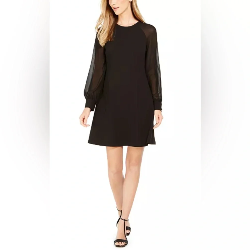 NWT Calvin Klein Calvin Illusion-Sleeve A-Line Dress
